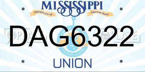 DAG6322 Mississippi License Plate