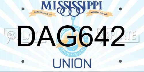 DAG642 Mississippi License Plate