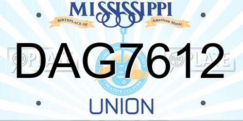 DAG7612 Mississippi License Plate