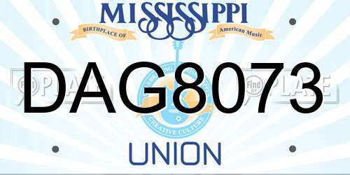 DAG8073 Mississippi License Plate