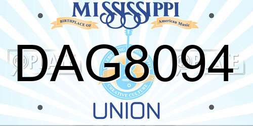 DAG8094 Mississippi License Plate