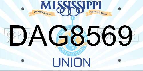 DAG8569 Mississippi License Plate