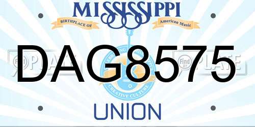 DAG8575 Mississippi License Plate