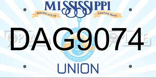 DAG9074 Mississippi License Plate
