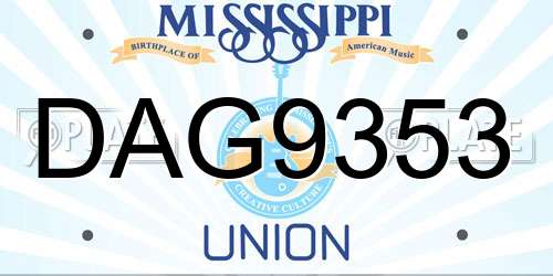 DAG9353 Mississippi License Plate