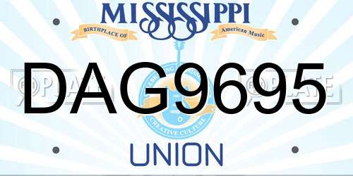 DAG9695 Mississippi License Plate