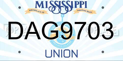 DAG9703 Mississippi License Plate