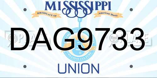 DAG9733 Mississippi License Plate
