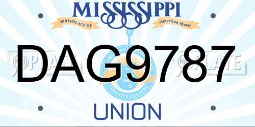 DAG9787 Mississippi License Plate