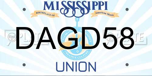 DAGD58 Mississippi License Plate