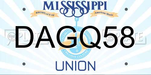 DAGQ58 Mississippi License Plate