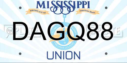DAGQ88 Mississippi License Plate