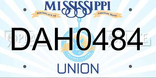 DAH0484 Mississippi License Plate