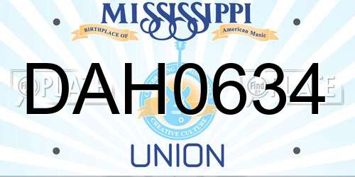 DAH0634 Mississippi License Plate