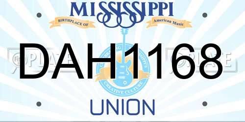 DAH1168 Mississippi License Plate