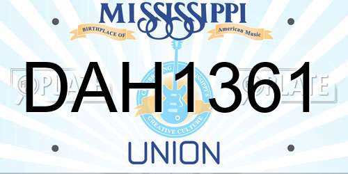 DAH1361 Mississippi License Plate