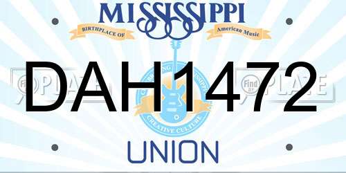DAH1472 Mississippi License Plate