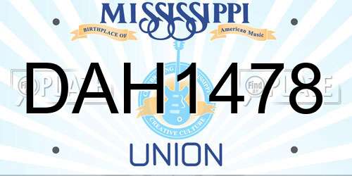 DAH1478 Mississippi License Plate
