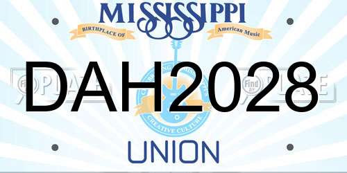 DAH2028 Mississippi License Plate