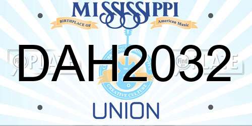 DAH2032 Mississippi License Plate