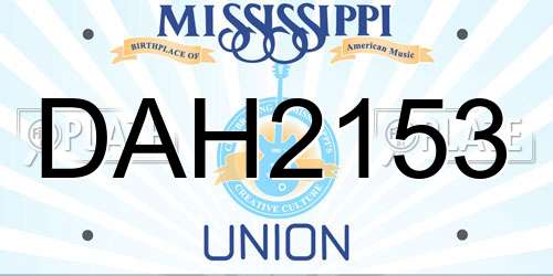 DAH2153 Mississippi License Plate