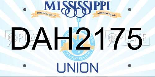 DAH2175 Mississippi License Plate