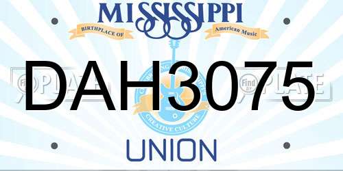 DAH3075 Mississippi License Plate