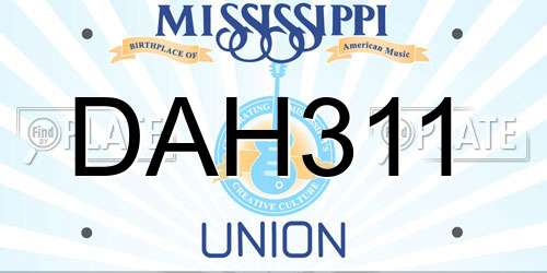 DAH311 Mississippi License Plate