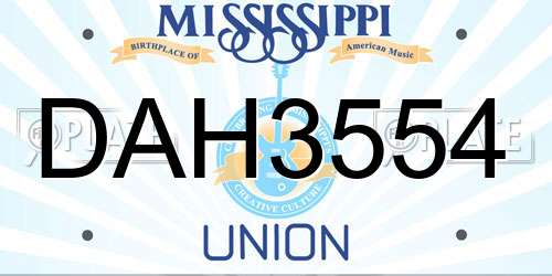 DAH3554 Mississippi License Plate