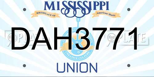 DAH3771 Mississippi License Plate