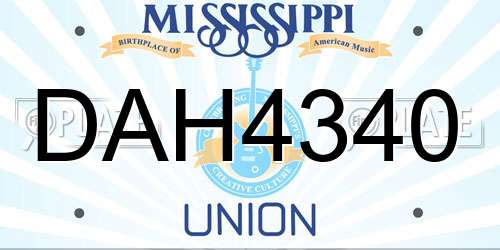 DAH4340 Mississippi License Plate
