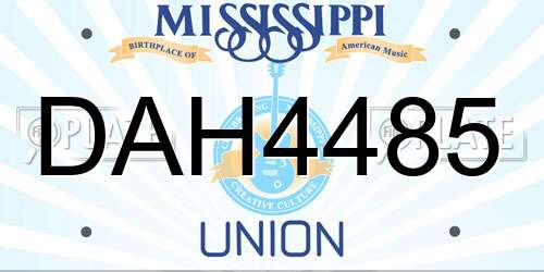 DAH4485 Mississippi License Plate