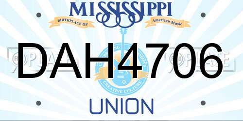 DAH4706 Mississippi License Plate