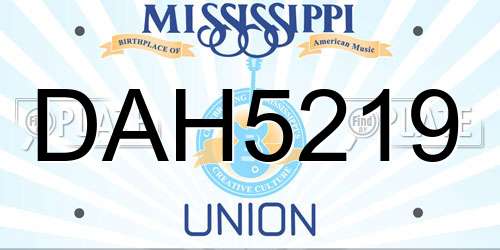 DAH5219 Mississippi License Plate