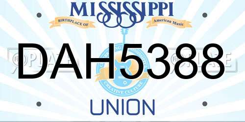 DAH5388 Mississippi License Plate
