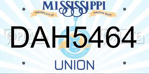 DAH5464 Mississippi License Plate