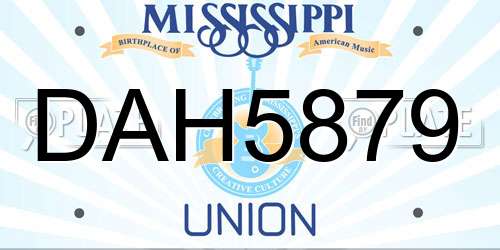 DAH5879 Mississippi License Plate