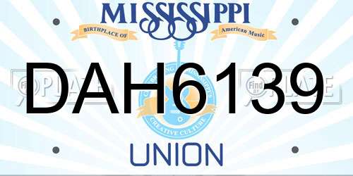 DAH6139 Mississippi License Plate