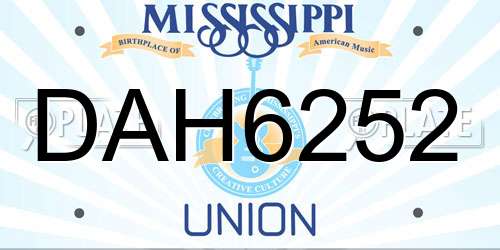 DAH6252 Mississippi License Plate