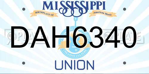 DAH6340 Mississippi License Plate