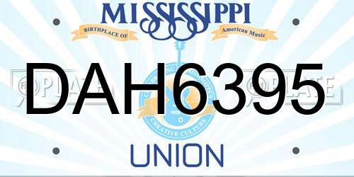 DAH6395 Mississippi License Plate
