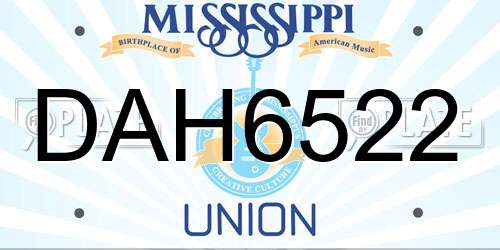 DAH6522 Mississippi License Plate