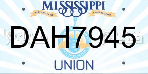 DAH7945 Mississippi License Plate