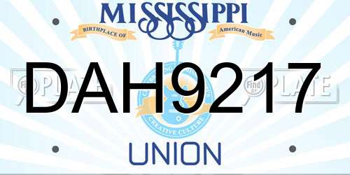 DAH9217 Mississippi License Plate