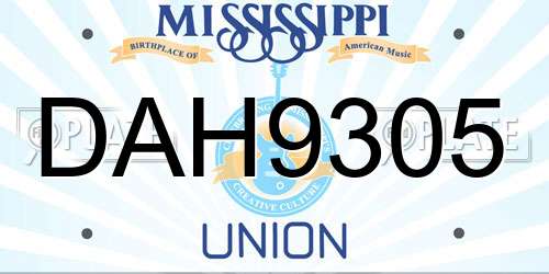 DAH9305 Mississippi License Plate