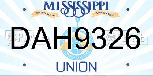DAH9326 Mississippi License Plate