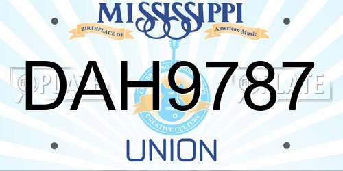 DAH9787 Mississippi License Plate