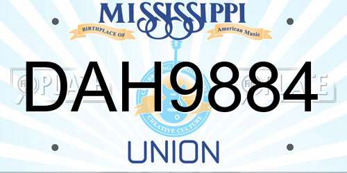 DAH9884 Mississippi License Plate