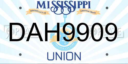 DAH9909 Mississippi License Plate