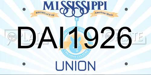 DAI1926 Mississippi License Plate